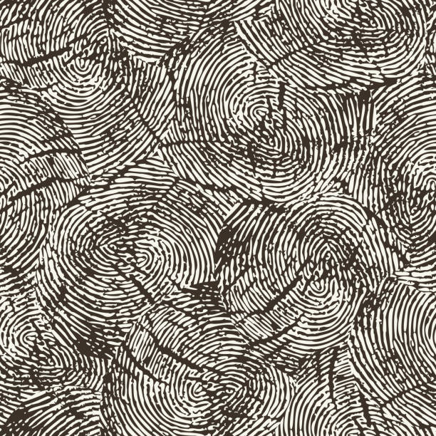 wektorowy bezszwowy wzór. powtarzanie monochromatyczne kształty organiczne tło - fingerprint backgrounds identity human finger stock illustrations