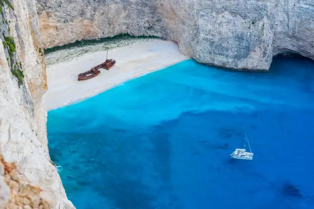 Photo of Greece, Zakynthos, Shipwreck beach famous tourist destination of perfect azure waters