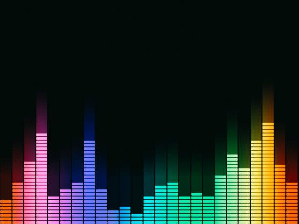 ilustraciones, imágenes clip art, dibujos animados e iconos de stock de ecualizador de música, forma de onda audio tecnología resumen fondo - music disco sound mixer backgrounds