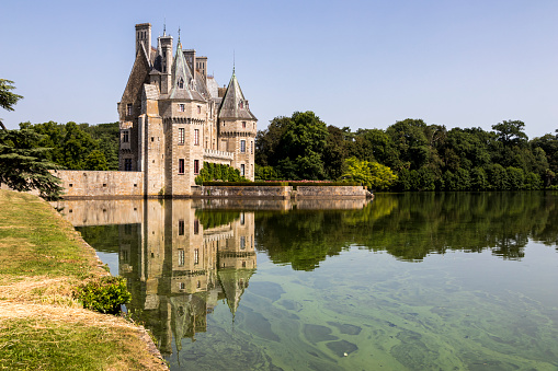 Missillac, France. The Chateau de La Bretesche, a 14th century medieval building in Loire-Atlantique department