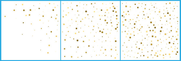 istock Gold star confetti celebrations. Simple festive modern design. Holiday vector. Set 3 in 1 1089053076