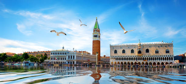 Front view of San Marco Front view of San Marco square in Venice at summer adriatic sea photos stock pictures, royalty-free photos & images