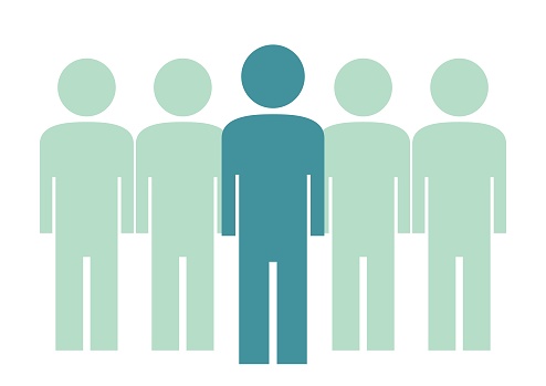 Group of people, web icon for management. Silhouette of human. Vector icon.