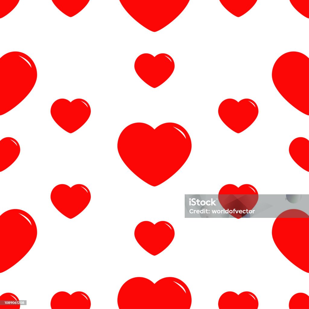 Big Red Heart Seamless Pattern Wrapping Paper Textile Template Happy  Valentines Day Sign Symbol White Background Love Card Isolated Flat Design  Stock Illustration - Download Image Now - iStock