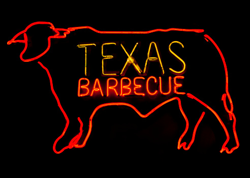 Texas Barbecue neon with steer.