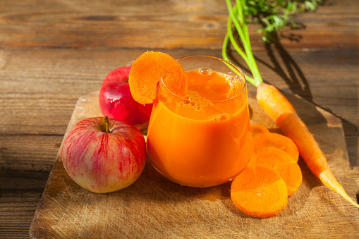appetizing juice from carrots and apples