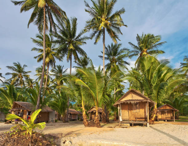 istock Cheap bungalows on a tropical beach 1089078686