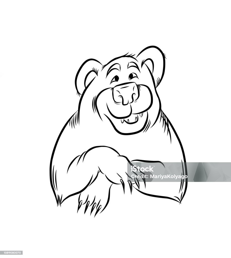 Bear drawn with black lines illustration isolated on white. Bear drawn with black lines illustration isolated on white background. Animal stock illustration