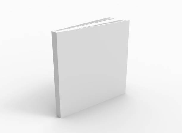 blank book cover over white background - square stance imagens e fotografias de stock