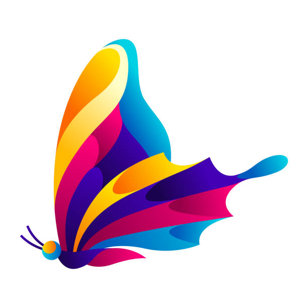 Colorful butterfly. Bright abstract insect. Colorful butterfly. Bright abstract insect on white background. butterfly purple blue isolated stock illustrations