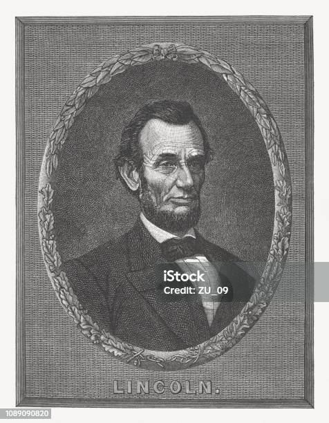 Abraham Lincoln 16th Us President Wood Engraving Published 1886 Stock Illustration - Download Image Now