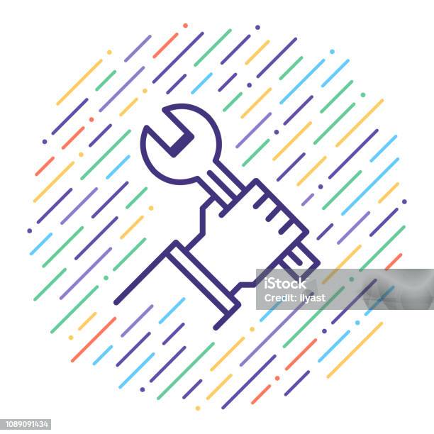 House Flipping Business Vector Line Icon Illustration Stock Illustration - Download Image Now