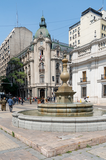 Santiago, Chile - October 12, 2018: La Moneda Palace,   Construction began in 1784 and was opened in 1805.