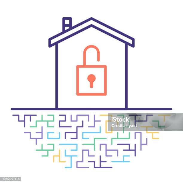 Home Automation System Vector Line Icon Illustration Stock Illustration - Download Image Now