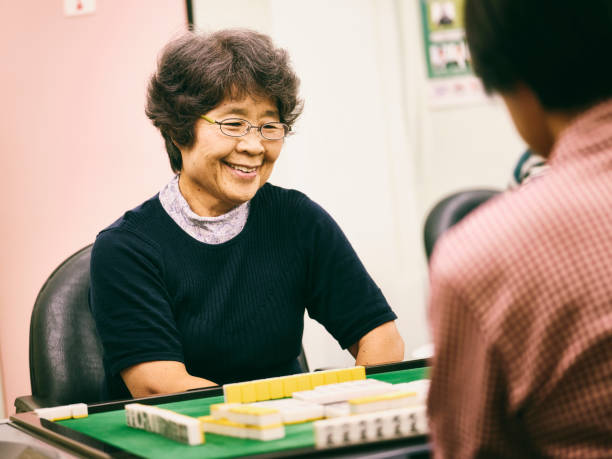 Japanese Seniors Playing Mahjong