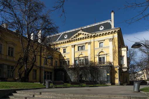Sofia, Bulgaria - March 17, 2018:  Building of National Art Gallery (Royal Palace), Sofia, Bulgaria