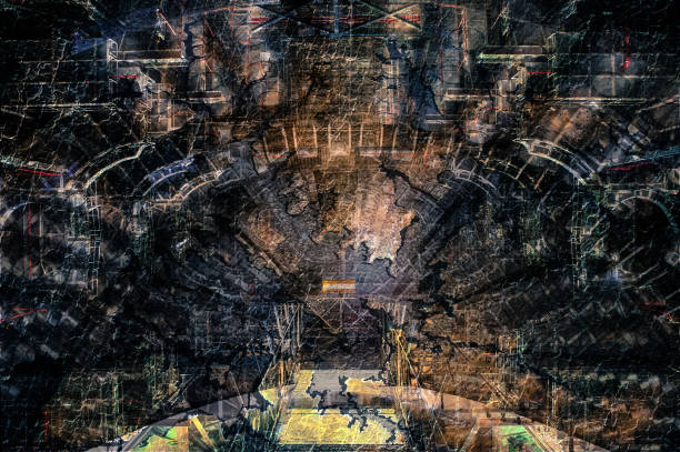 istock Collage abstract futuristic construction design structure background. The elements of this image furnished by NASA. 1089103986