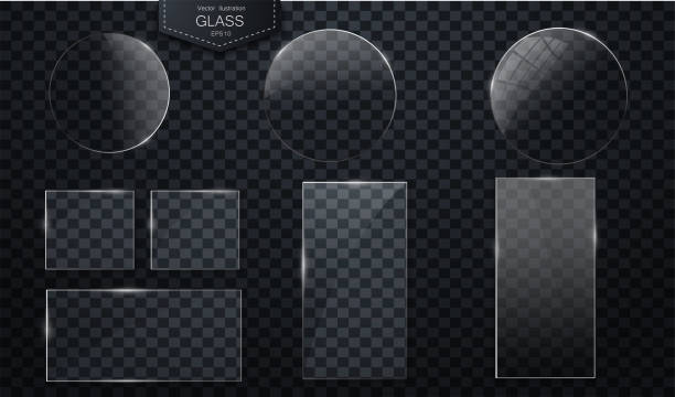 векторные стеклянные баннеры на прозрачном фоне - two dimensional shape abstract window contemporary stock illustrations