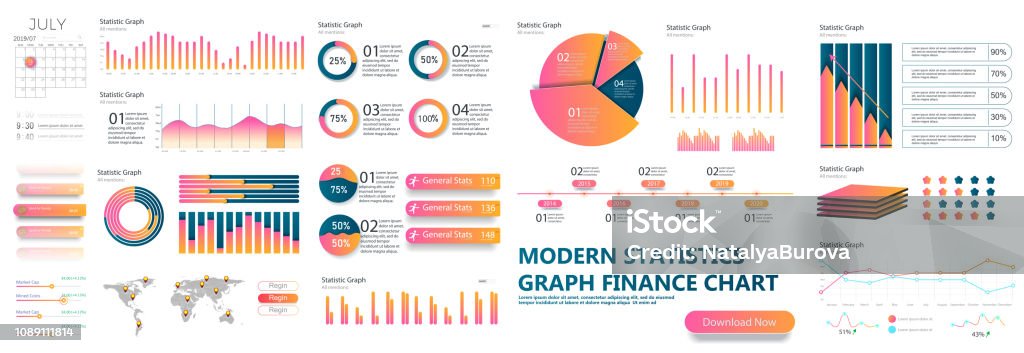 Presentation Template design. Business data graphs. Presentation Template design. Chart stock vector