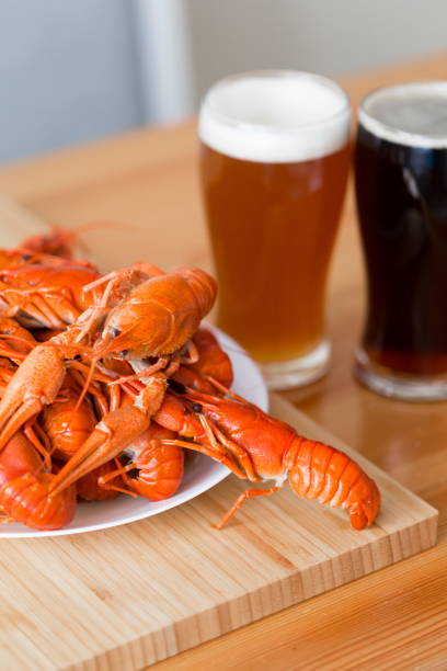istock Food. Crawfish, two glasses beer 1089111872