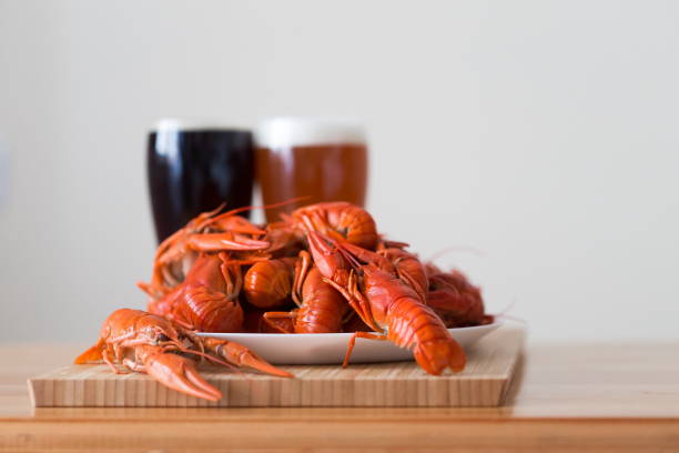 istock Food. Crawfish, two glasses beer 1089113290