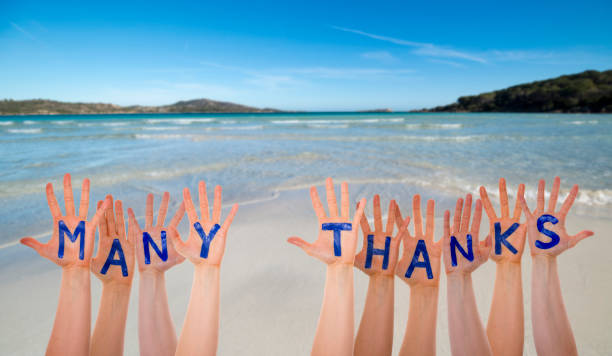 istock Many Hands Building Word Many Thanks, Beach And Ocean 1089116518