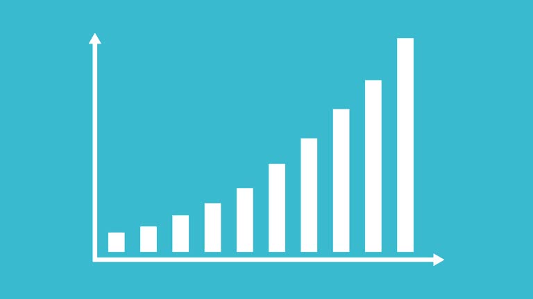 Infografik zum Geschäfts- und Finanzwachstum steigende Balken in einer Diagrammdiagrammanimation