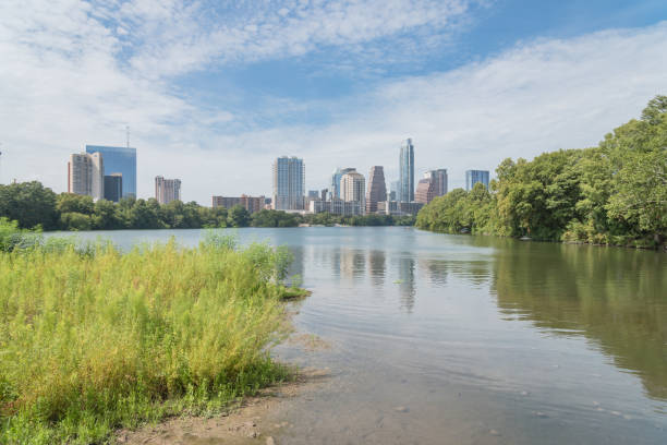istock Austin downtown skyscraper from Colorado River and Lady Bird Lake 1089119702
