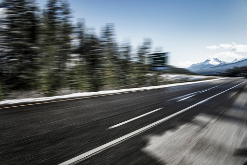 Canada, Alberta, Icefield Parkway,blurred moion.