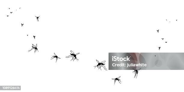 A Flock Of Flying Mosquitoes Stock Illustration - Download Image Now - Mosquito, Flying, Dengue Fever - Fever