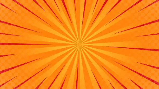 Vector illustration of Comics rays background with red ray effect. Vector colorful backdrop illustrations - Vettoriale