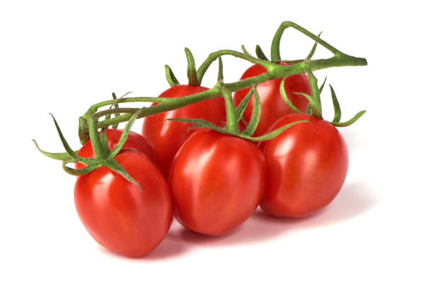 istock Ripe fresh cherry tomatoes on branch, isolated on white background 1089130956