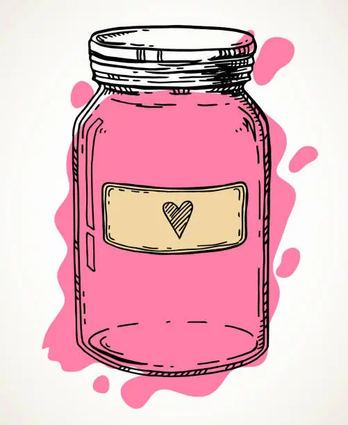 Vector illustration of Hand drawn love jar