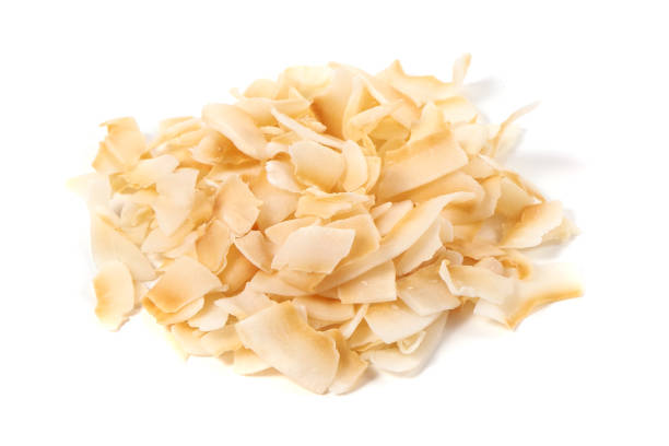 istock Slices of coconut, close-up, isolated on white background. 1089138018