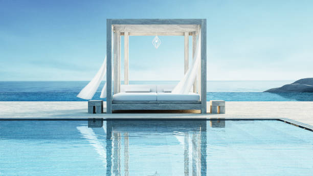 istock Beach lounge - ocean villa on Sea view for vacation and summer / 3d render interior 1089141722