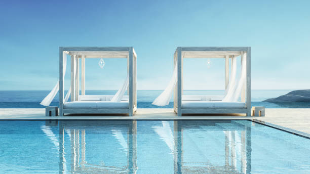 istock Beach lounge - ocean villa on Sea view for vacation and summer / 3d render interior 1089141728