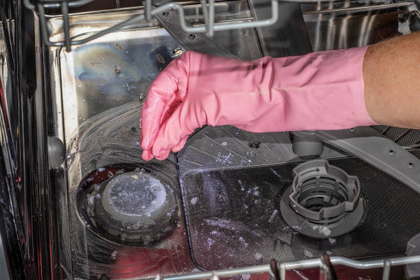 istock Dishwashing machine from the inside. Clogged sewer. 1089143310