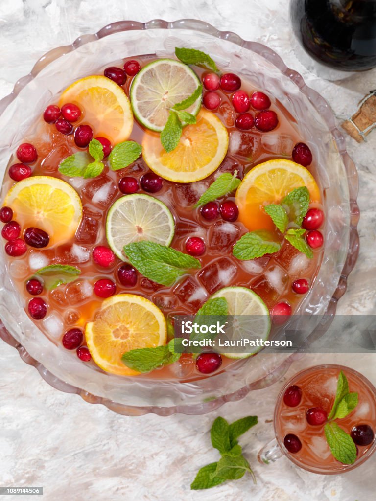 Sparkling Punch Sparkling Punch with Cranberry's, Oranges, Lemon and Limes Punch - Drink Stock Photo