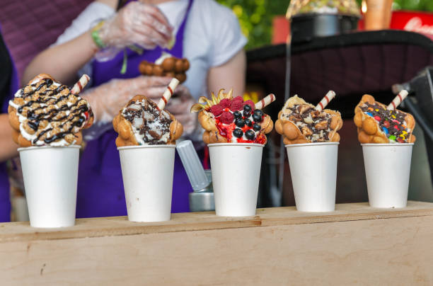 istock Ice cream in outdoor cafe. 1089152496