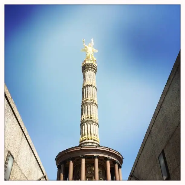 Siegessäule - Victory Column at Tiergarten, Berlin, Germany. Designed by Heinrich Strack, after 1864 to commemorate the Prussian victory in the Danish-Prussian War, The Victory Column was inaugurated on 2 September 1873.