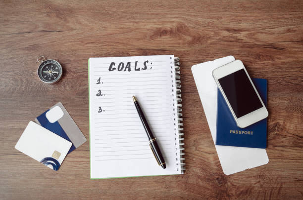 istock notepad, credit cards, passport, ticket, photo camera, 1089165058