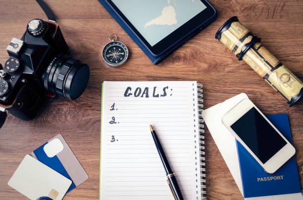 istock notepad, credit cards, passport, ticket, photo camera, 1089165062