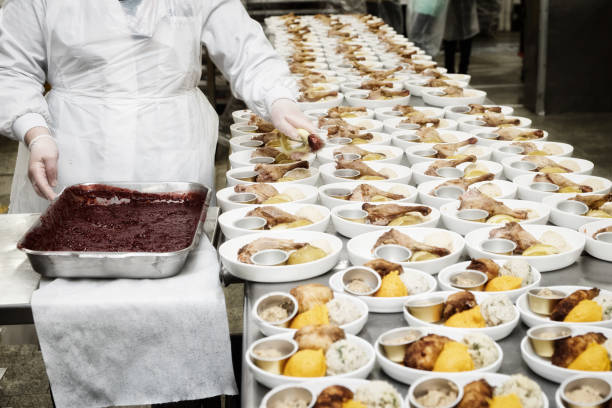 istock Chef is portioning inflight food, toned 1089168724