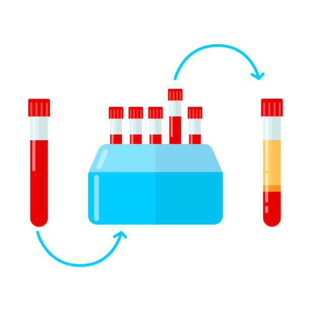 ilustrações de stock, clip art, desenhos animados e ícones de centrifuge for making plasma in dentistry, dermatology and mesotherapy. vector illustration in flat style. - laboratory science healthcare and medicine centrifuge