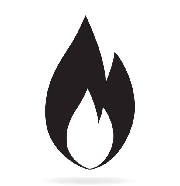 화재 아이콘 - computer icon black and white flame symbol stock illustrations
