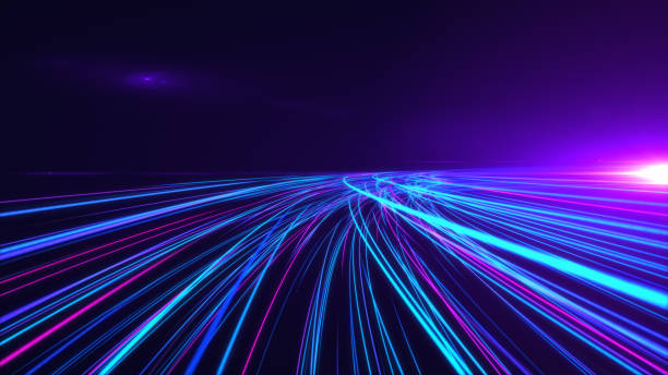 alta velocidad luces rutas de movimiento de túnel - fiber optic communication data lighting equipment fotografías e imágenes de stock