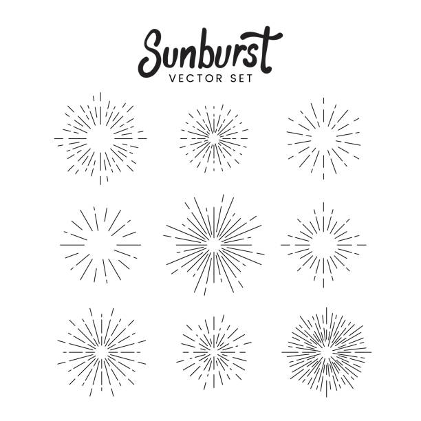 illustrations, cliparts, dessins animés et icônes de ensemble de conception sunburst - exploser illustrations