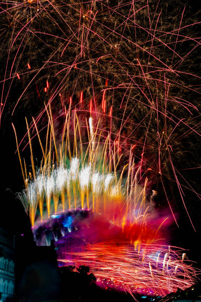 istock Sydney Harbour Bridge Fireworks - Colourful flares and beautiful pattern in the sky 1089222498