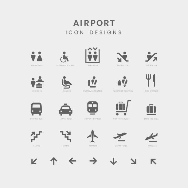 Airport service signs vector set Airport service signs vector set airport icons stock illustrations