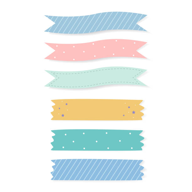 Colorful Patterned Adhesive Tape Vector Set Stock Illustration - Download  Image Now - Adhesive Bandage, Backgrounds, Blank - iStock